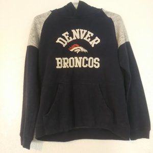 Denver Broncos boy's youth size L 10-12 navy blue and white hoodie sweater